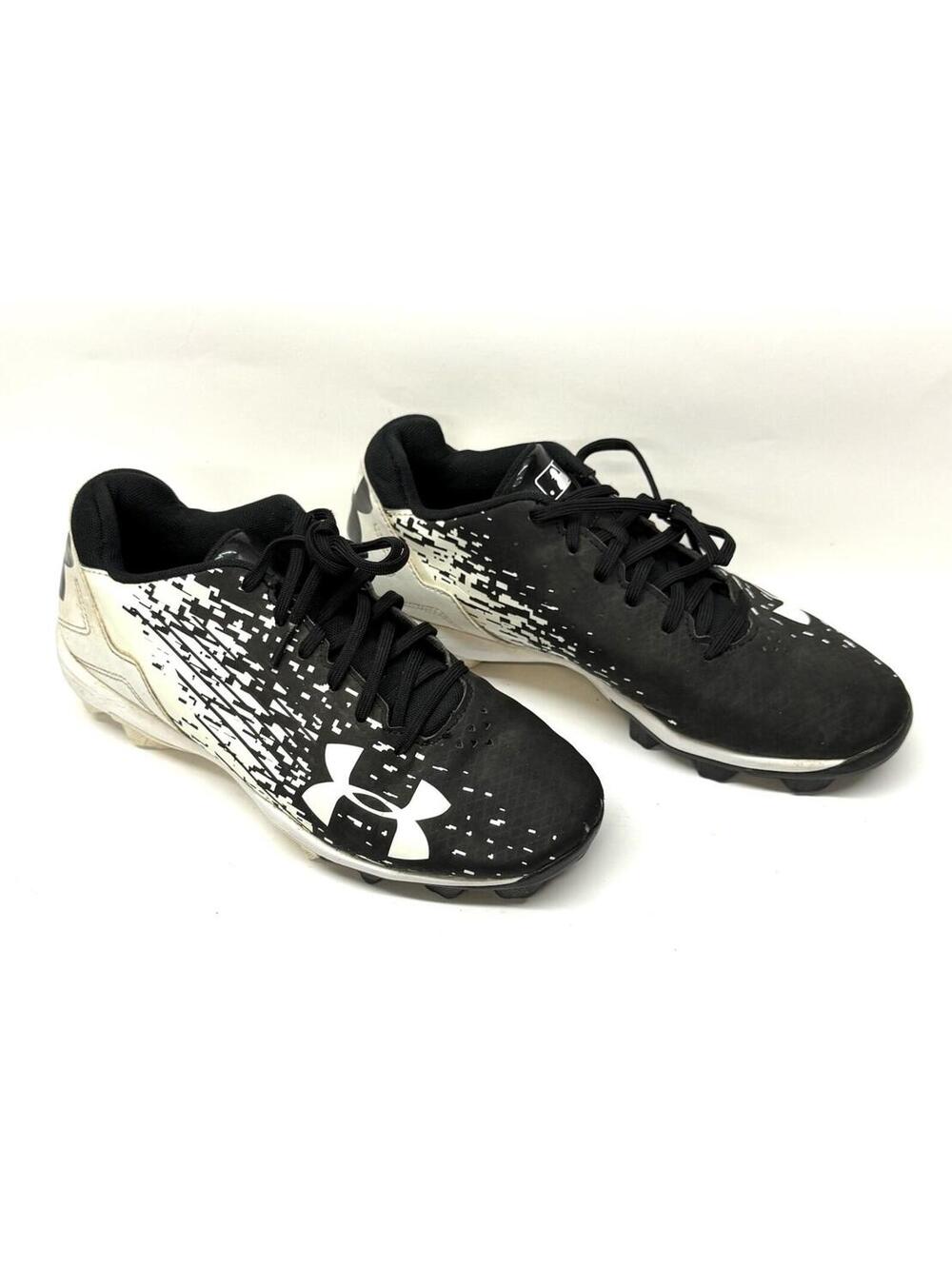 Under Armour Lead Off Baseball Cleats Boys 6Y Black White Shoes 1278754-011